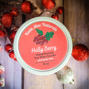 Holiday scented hand poured soy wax candle 