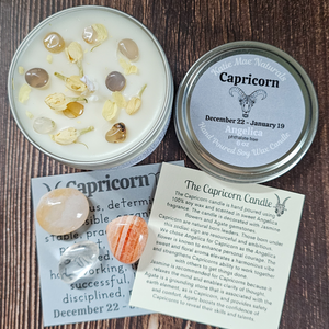 Capricorn candle and crystal set