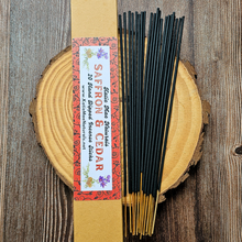 Load image into Gallery viewer, Saffron and Cedar Hand Dipped Incense Sticks
