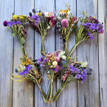 Load image into Gallery viewer, Mini dried flower bouquets on a wooden background 
