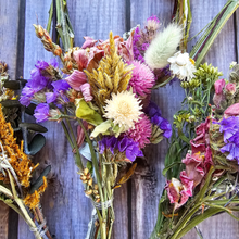 Load image into Gallery viewer, Bouquet of dried flowers with a rustic wooden background
