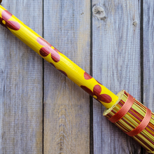Load image into Gallery viewer, Hand Painted Decorative Round Broom - 26" Folk Art Besom Broom Yellow and Pink
