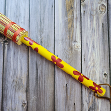 Load image into Gallery viewer, Hand Painted Decorative Round Broom - 26" Folk Art Besom Broom Yellow and Pink
