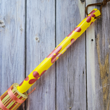 Load image into Gallery viewer, Hand Painted Decorative Round Broom - 26" Folk Art Besom Broom Yellow and Pink
