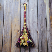 Load image into Gallery viewer, Hand Crafted Floral Broom, 15" Rustic Wall Hanging
