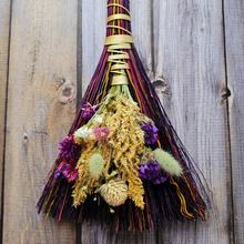 Load image into Gallery viewer, Hand Crafted Floral Broom, 15" Rustic Wall Hanging
