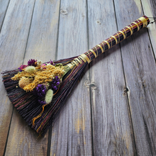 Load image into Gallery viewer, Hand Crafted Floral Broom, 15" Rustic Wall Hanging
