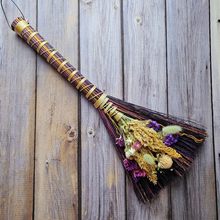 Load image into Gallery viewer, Hand Crafted Floral Broom, 15" Rustic Wall Hanging
