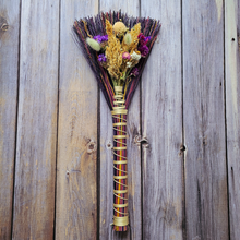 Load image into Gallery viewer, Hand Crafted Floral Broom, 15" Rustic Wall Hanging

