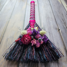 Load image into Gallery viewer, Hand Crafted Floral Broom, 15" Rustic Wall Hanging
