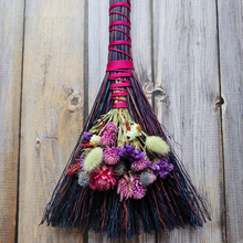 Load image into Gallery viewer, Hand Crafted Floral Broom, 15" Rustic Wall Hanging
