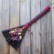 Load image into Gallery viewer, Hand Crafted Floral Broom, 15" Rustic Wall Hanging

