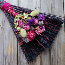 Load image into Gallery viewer, Hand Crafted Floral Broom, 15" Rustic Wall Hanging
