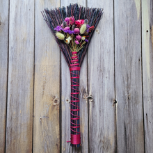 Load image into Gallery viewer, Hand Crafted Floral Broom, 15" Rustic Wall Hanging
