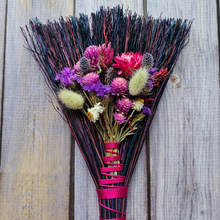 Load image into Gallery viewer, Hand Crafted Floral Broom, 15" Rustic Wall Hanging
