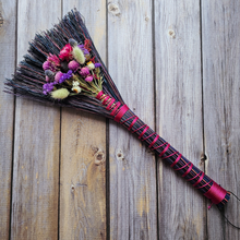 Load image into Gallery viewer, Hand Crafted Floral Broom, 15" Rustic Wall Hanging
