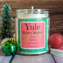 Load image into Gallery viewer, Yule Ritual Candle – Festive Winter Soy Candle for Renewal, Warmth &amp; Winter Solstice Rituals

