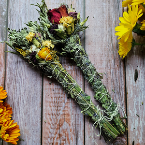 Mugwort and Seasonal Flower and Herb Bundle