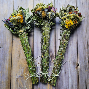 Mugwort and Seasonal Flower and Herb Bundle