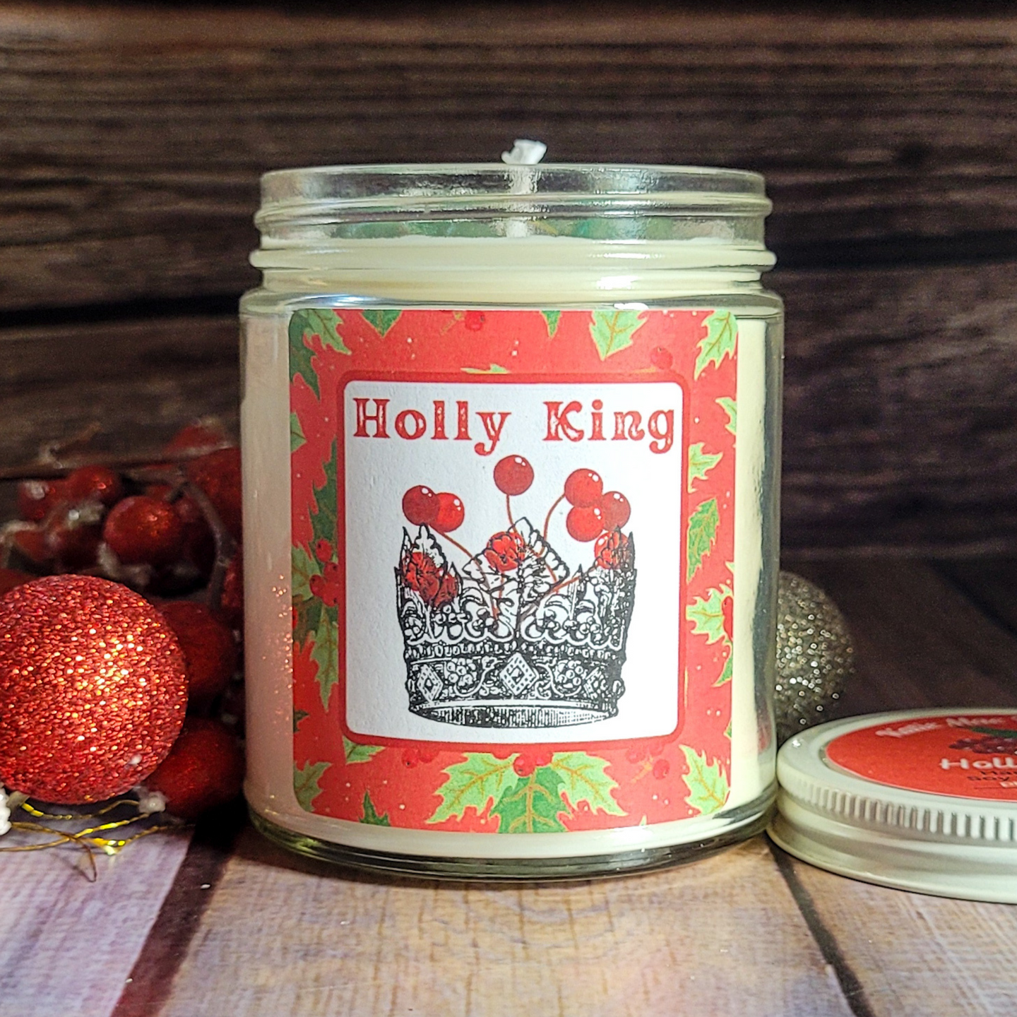 Holly King holiday scented soy wax candle 
