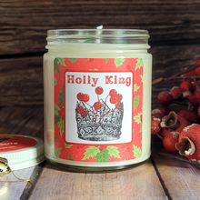 Load image into Gallery viewer, Holly King wiccan holiday scented soy wax candle 
