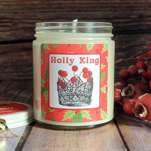 Holly King wiccan holiday scented soy wax candle 