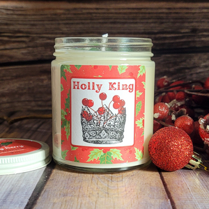 The Holly King wiccan holiday Yule candle