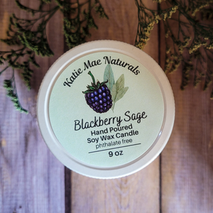 Blackberry Sage hand poured soy wax candle 