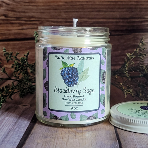 Blackberry sage hand poured soy wax candle 