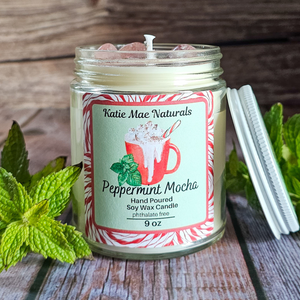 Peppermint Mocha Soy Wax Candle - 9 oz