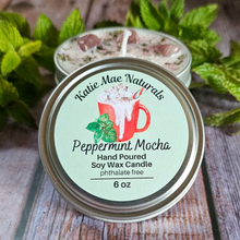 Load image into Gallery viewer, Peppermint Mocha hand poured soy wax candle 
