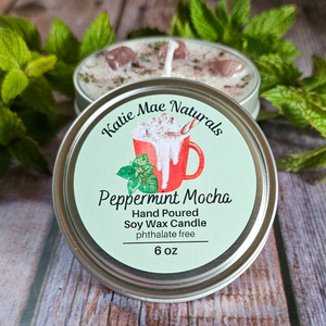 Peppermint Mocha hand poured soy wax candle 