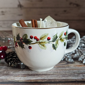 Holiday Tea Cup Candle - Cozy Cabin