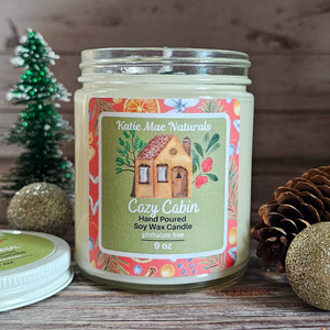 Cozy Cabin Soy Wax Candle - 9 oz Holiday Scented Soy Candle