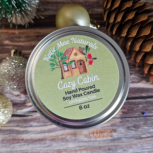 Cozy Cabin Soy Wax Candle - 6 oz Holiday Scented Soy Candle