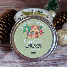 Load image into Gallery viewer, Cozy Cabin Soy Wax Candle - 6 oz Holiday Scented Soy Candle
