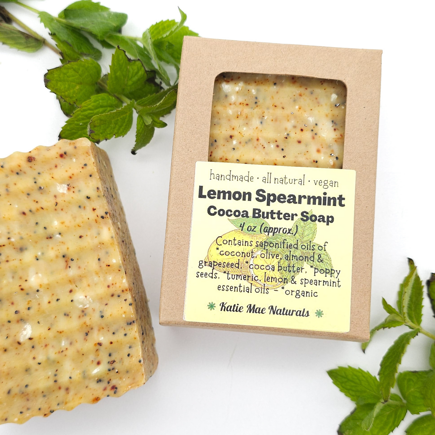 Lemon spearmint vegan cocoa butter soap