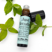 Load image into Gallery viewer, Just Breathe Essential Oil Blend Roll On - Eucalyptus, Peppermint, Rosemary, and Lavender
