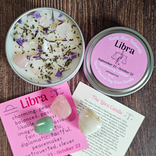 Load image into Gallery viewer, Soy wax candle and crystals gift set for Libra
