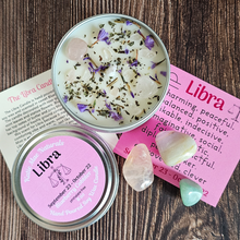 Load image into Gallery viewer, Libra candle and crystals gift set 
