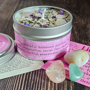 Libra candle and crystals gift set 