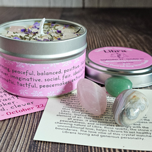 Load image into Gallery viewer, Libra soy wax candle and crystals gift set 
