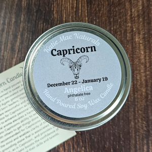 Hand poured soy wax candle for Capricorn 