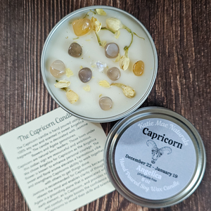 Capricorn candle with crystals
