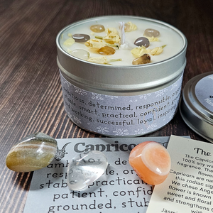 Candle and crystals gift set for zodiac sign Capricorn 