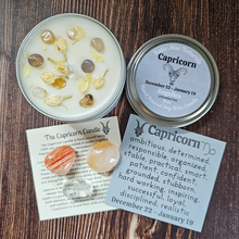 Load image into Gallery viewer, Capricorn candle and crystal gift set
