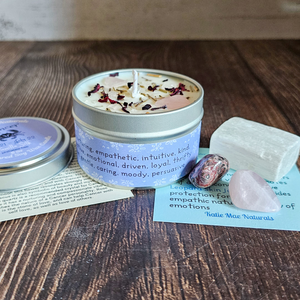 Cancer zodiac candle and crystals gift set
