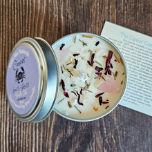 Load image into Gallery viewer, Hand poured soy wax candle with crystals for zodiac sign cancer
