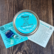 Load image into Gallery viewer, Soy candle and crystals for zodiac sign Pisces 
