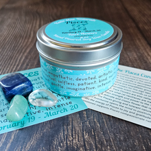 Load image into Gallery viewer, Candle and crystals gift set for zodiac sign Pisces 
